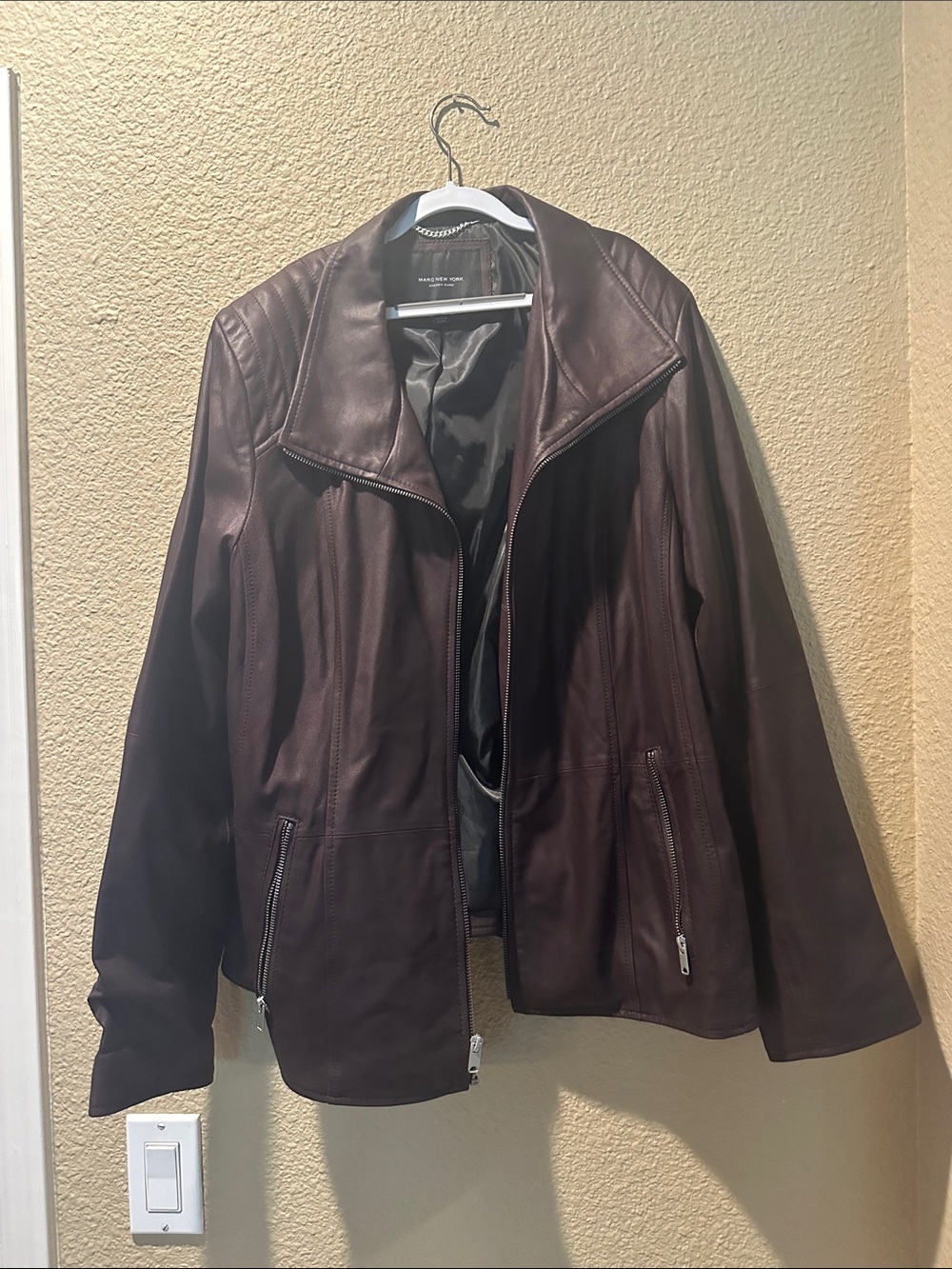 Men's Brown Leather Zip-Front Jacket